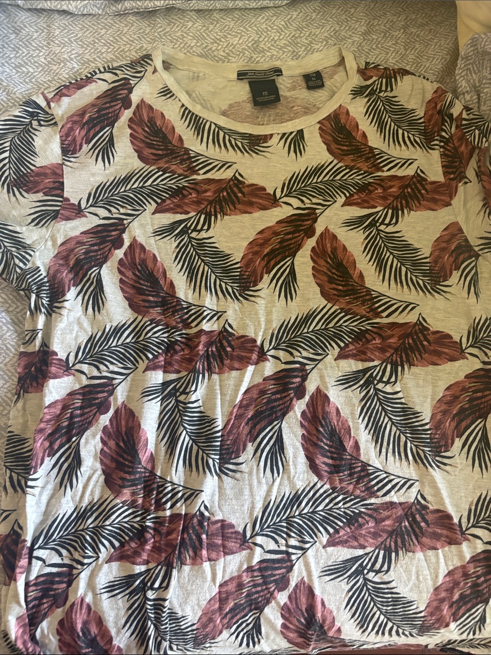 Scotch and Soda Lightweight Tropical Leaf Print Tee Xl